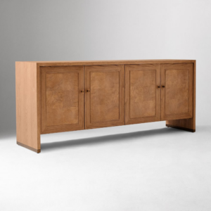 Media Console with Oak Veneer Storage Cabinets