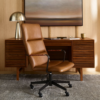 High-Back Leather Swivel Office Chair with Casters