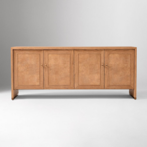 Media Console with Oak Veneer Storage Cabinets