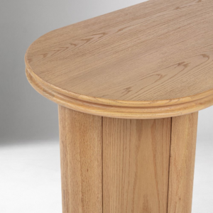 Console Table with Oak Veneer and Engineered Wood Frame