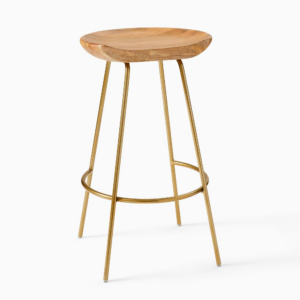 Mango Wood Counter Stool with Steel Base