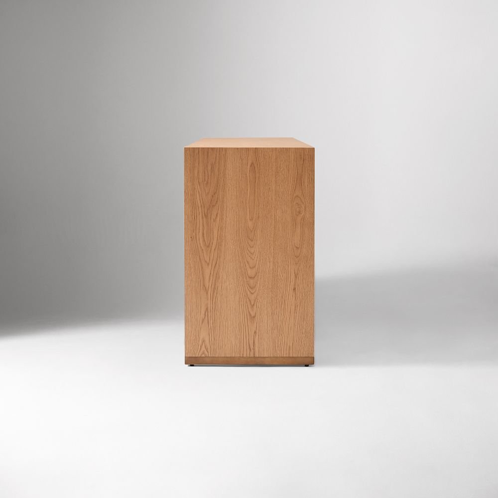 Media Console with Oak Veneer Storage Cabinets