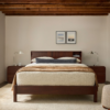 Solid Wood Platform Bed with Storage Headboard