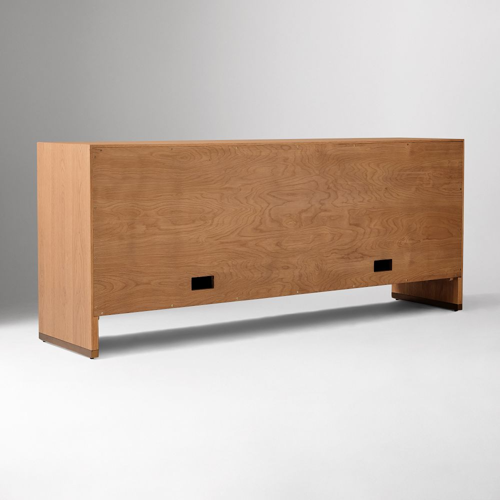 Media Console with Oak Veneer Storage Cabinets