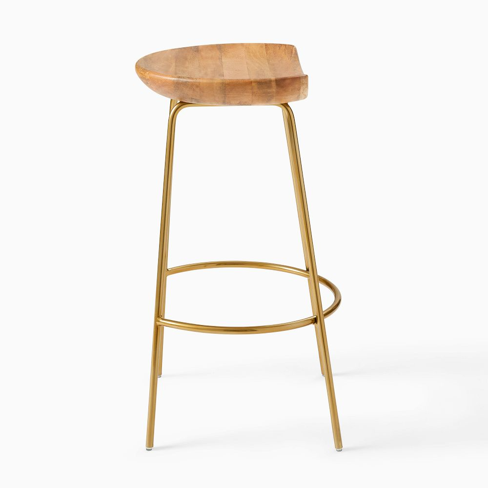 Mango Wood Counter Stool with Steel Base