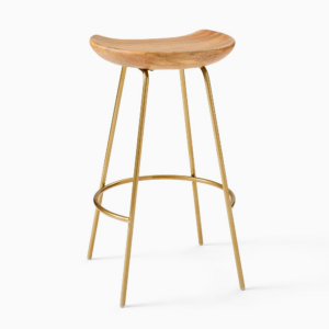 Mango Wood Counter Stool with Steel Base
