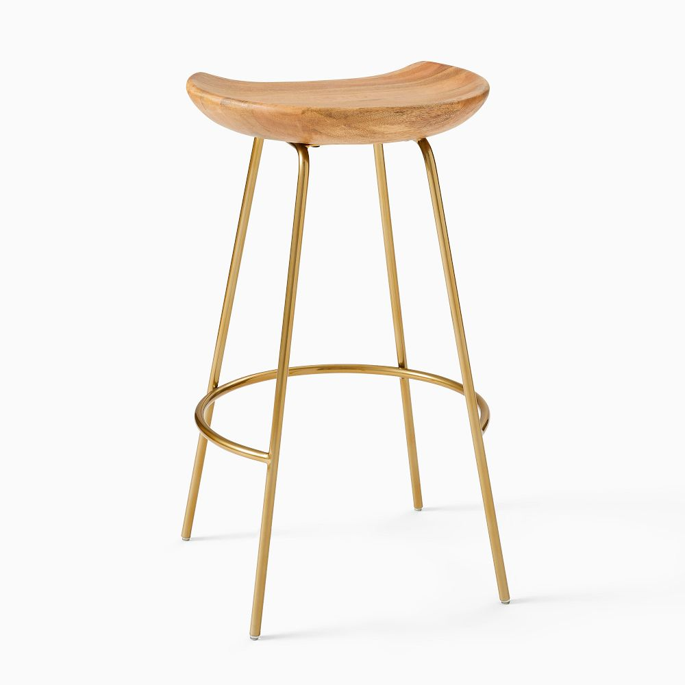 Mango Wood Counter Stool with Steel Base