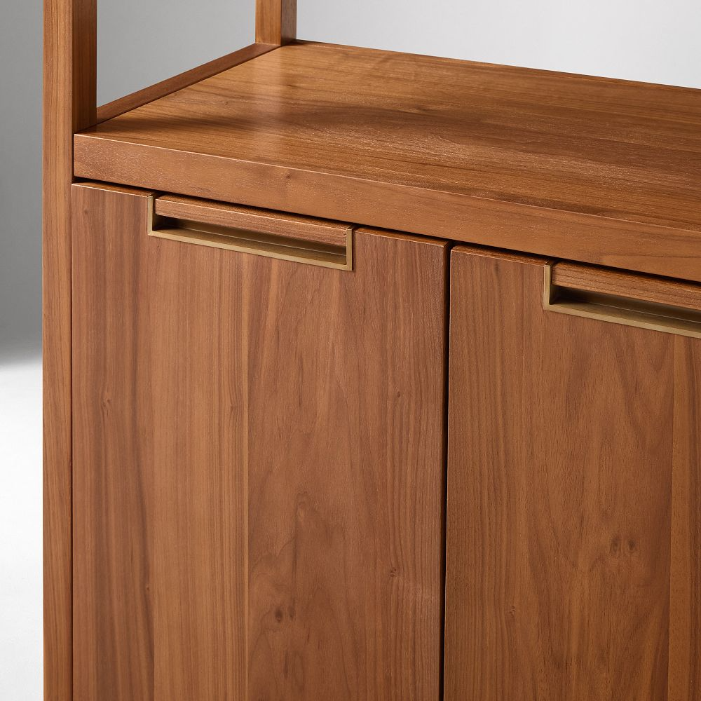 Tall Wood Bookcase with Cabinet Storage