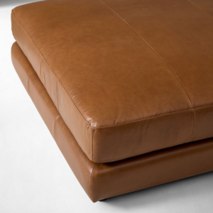 Leather Ottoman Footstool with Concealed Legs or Wheels
