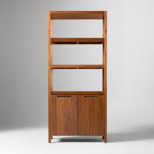 Tall Wood Bookcase with Cabinet Storage
