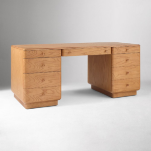 Burl Wood Executive Desk with Storage Drawers