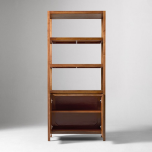Tall Wood Bookcase with Cabinet Storage