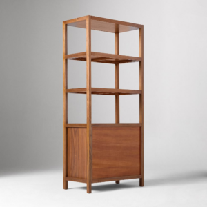 Tall Wood Bookcase with Cabinet Storage
