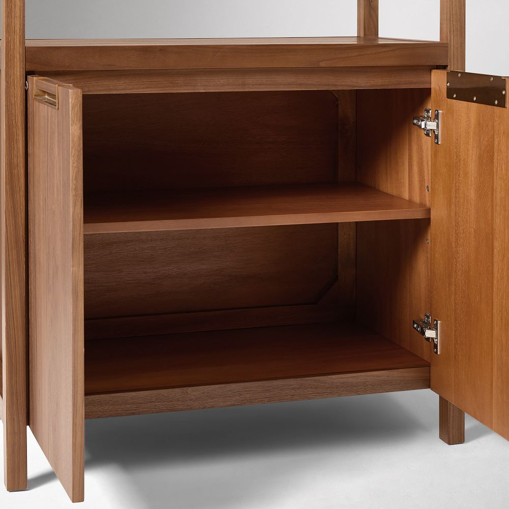 Tall Wood Bookcase with Cabinet Storage