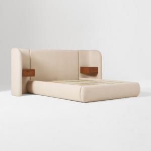 Wingback Bed with Charging Nightstands