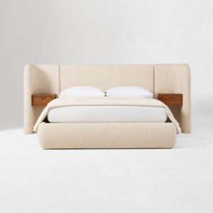 Wingback Bed with Charging Nightstands