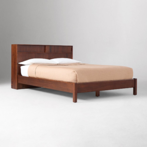 Solid Wood Platform Bed with Storage Headboard