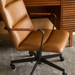 High-Back Leather Swivel Office Chair with Casters