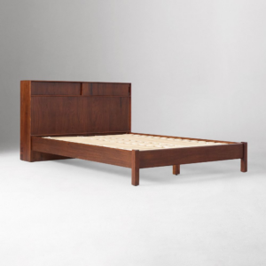 Solid Wood Platform Bed with Storage Headboard