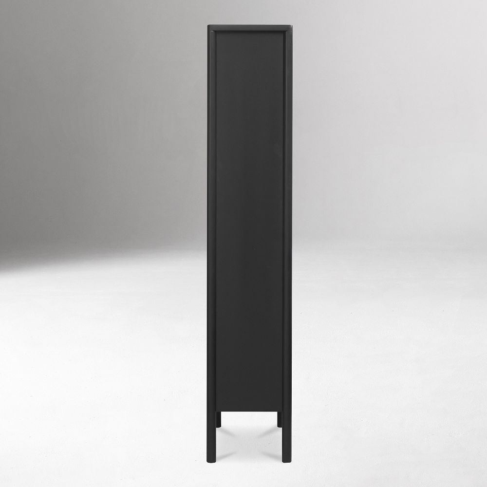 Tall Glass Cabinet with Solid Pine Wood Frame