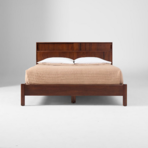 Solid Wood Platform Bed with Storage Headboard