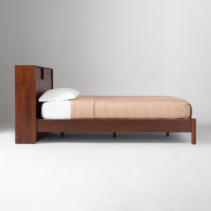 Solid Wood Platform Bed with Storage Headboard