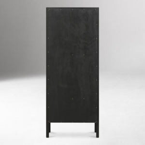 Tall Glass Cabinet with Solid Pine Wood Frame