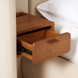 Wingback Bed with Charging Nightstands