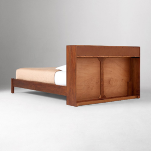 Solid Wood Platform Bed with Storage Headboard