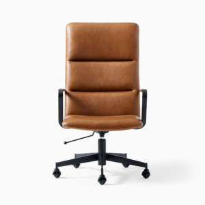 High-Back Leather Swivel Office Chair with Casters