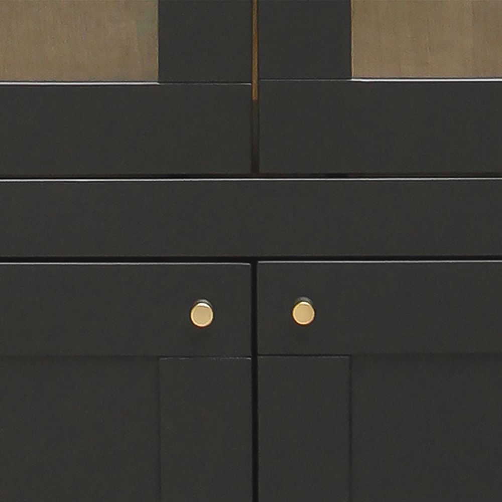 Tall Glass Cabinet with Solid Pine Wood Frame