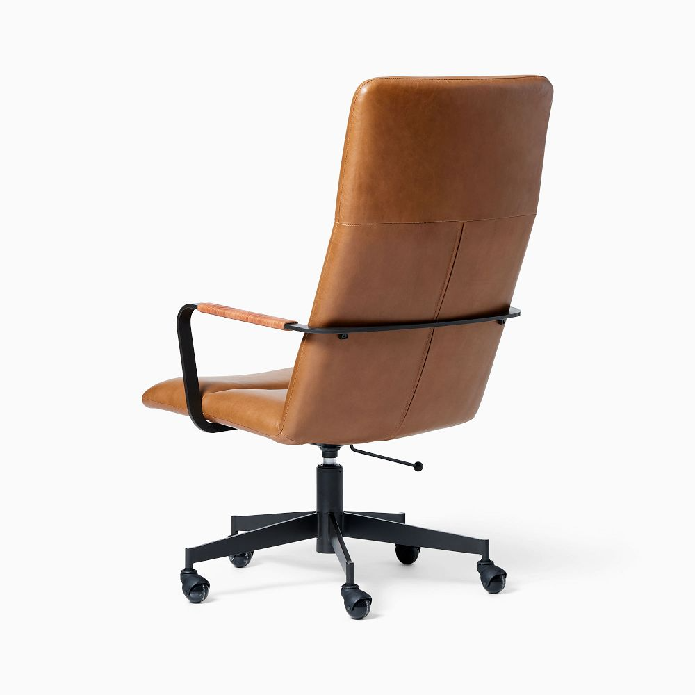 High-Back Leather Swivel Office Chair with Casters