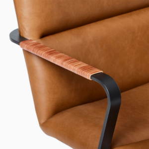 High-Back Leather Swivel Office Chair with Casters