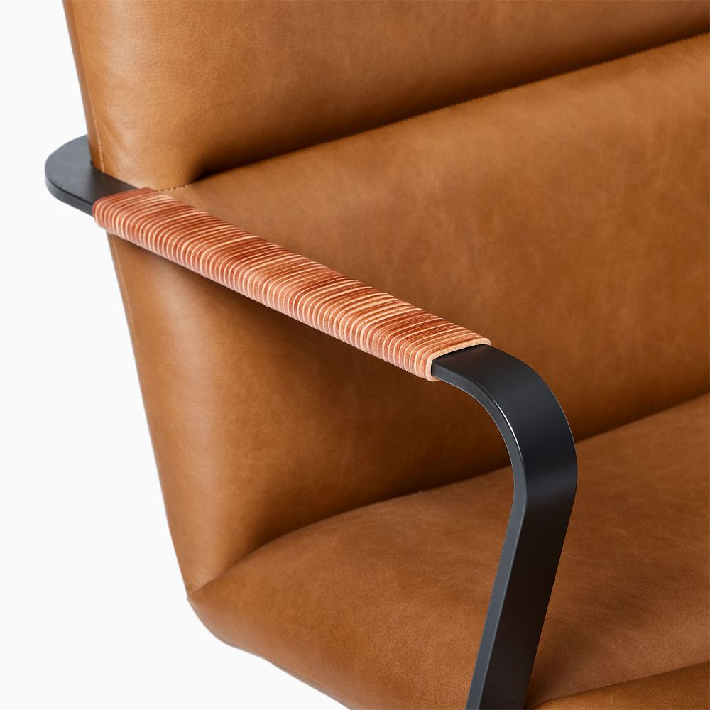 High-Back Leather Swivel Office Chair with Casters