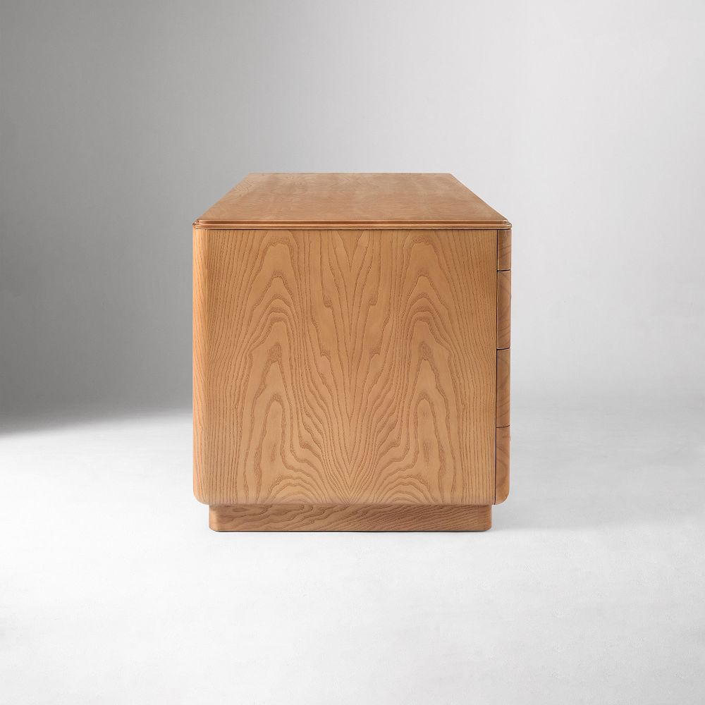 Burl Wood Executive Desk with Storage Drawers