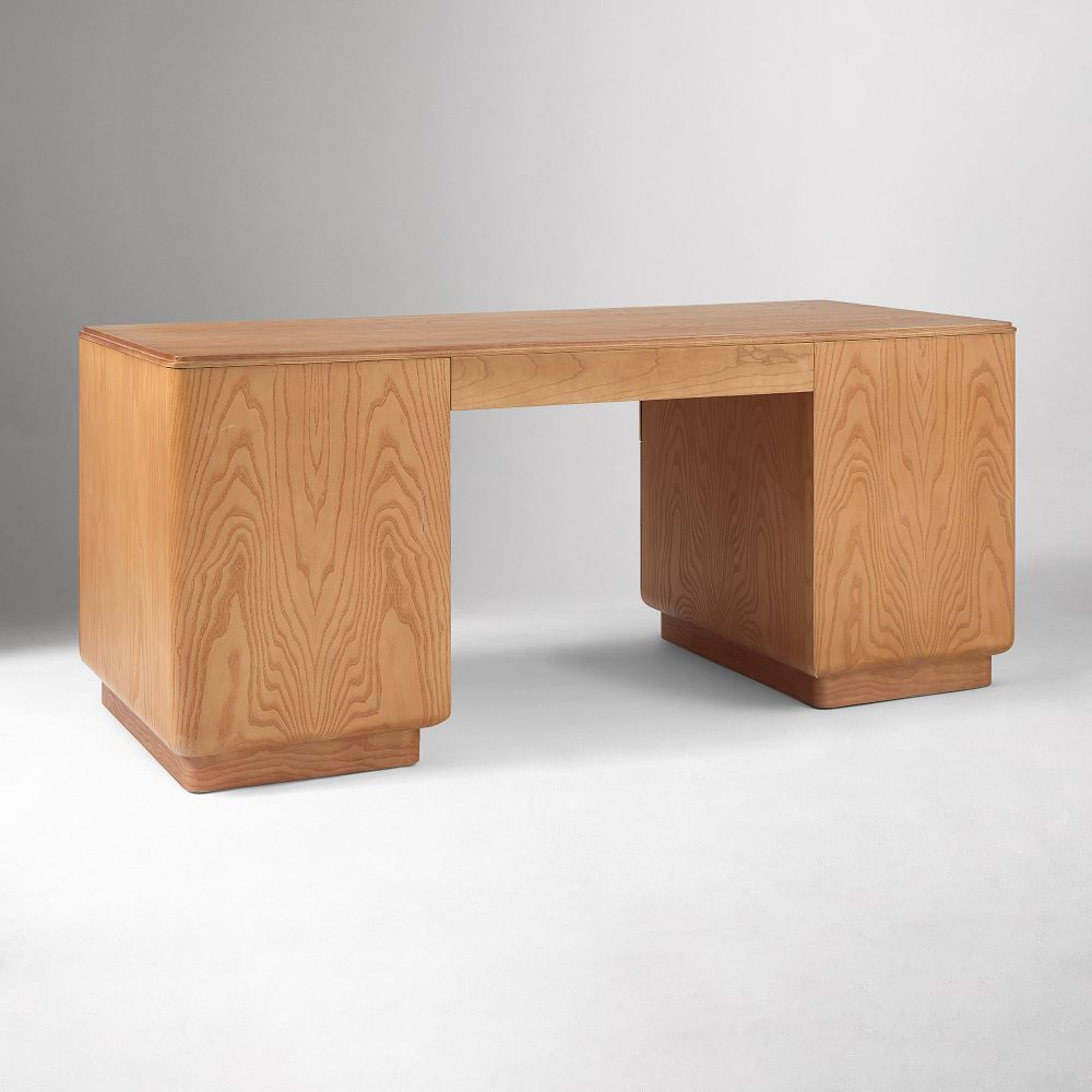 Burl Wood Executive Desk with Storage Drawers
