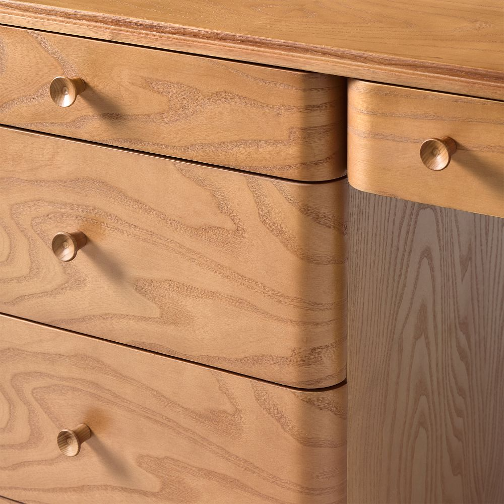 Burl Wood Executive Desk with Storage Drawers