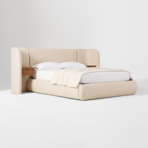 Wingback Bed with Charging Nightstands