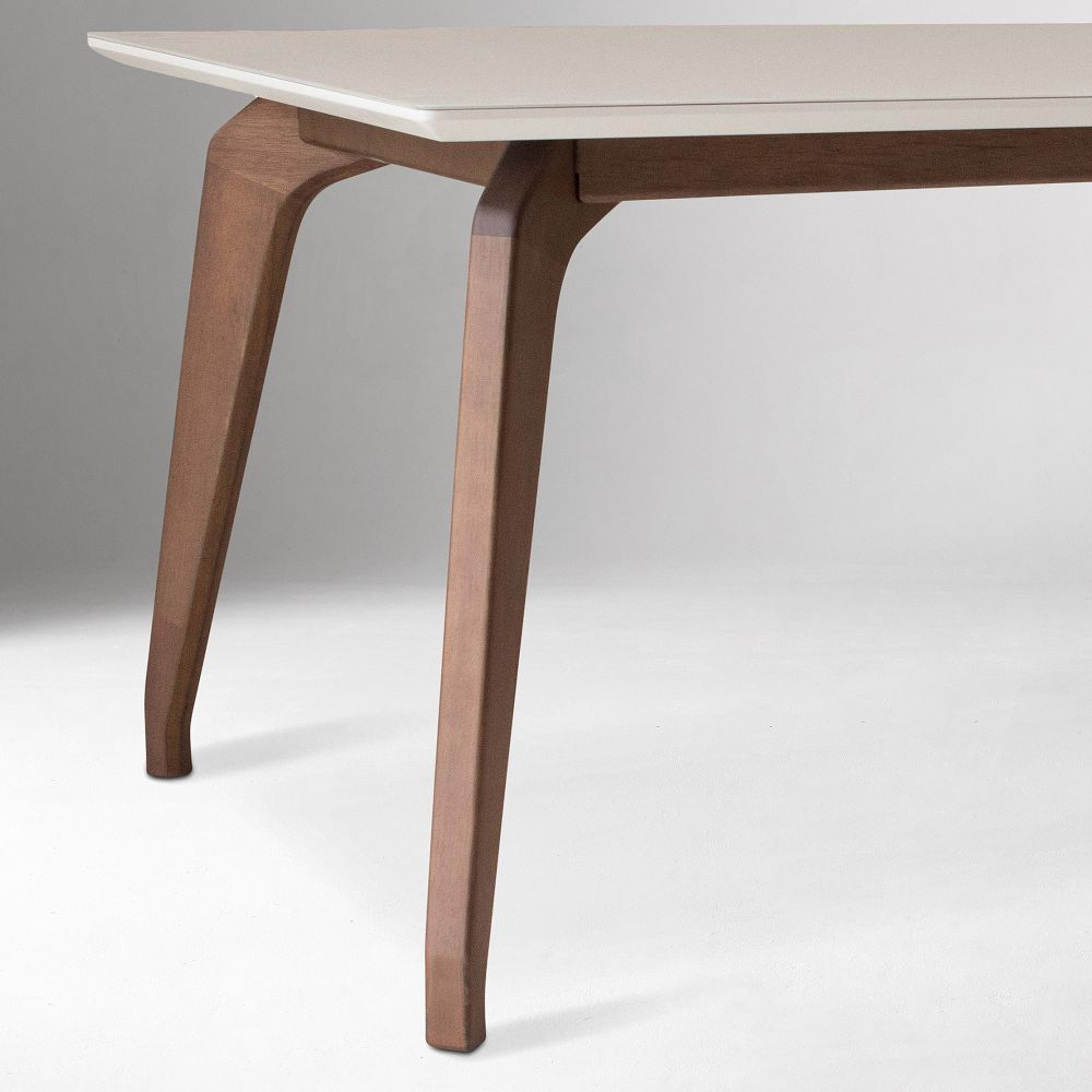 Dining Table with Glass Top and Solid Oak Frame