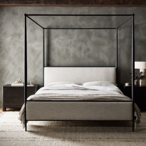 Canopy Bed with Upholstered Headboard and Footboard