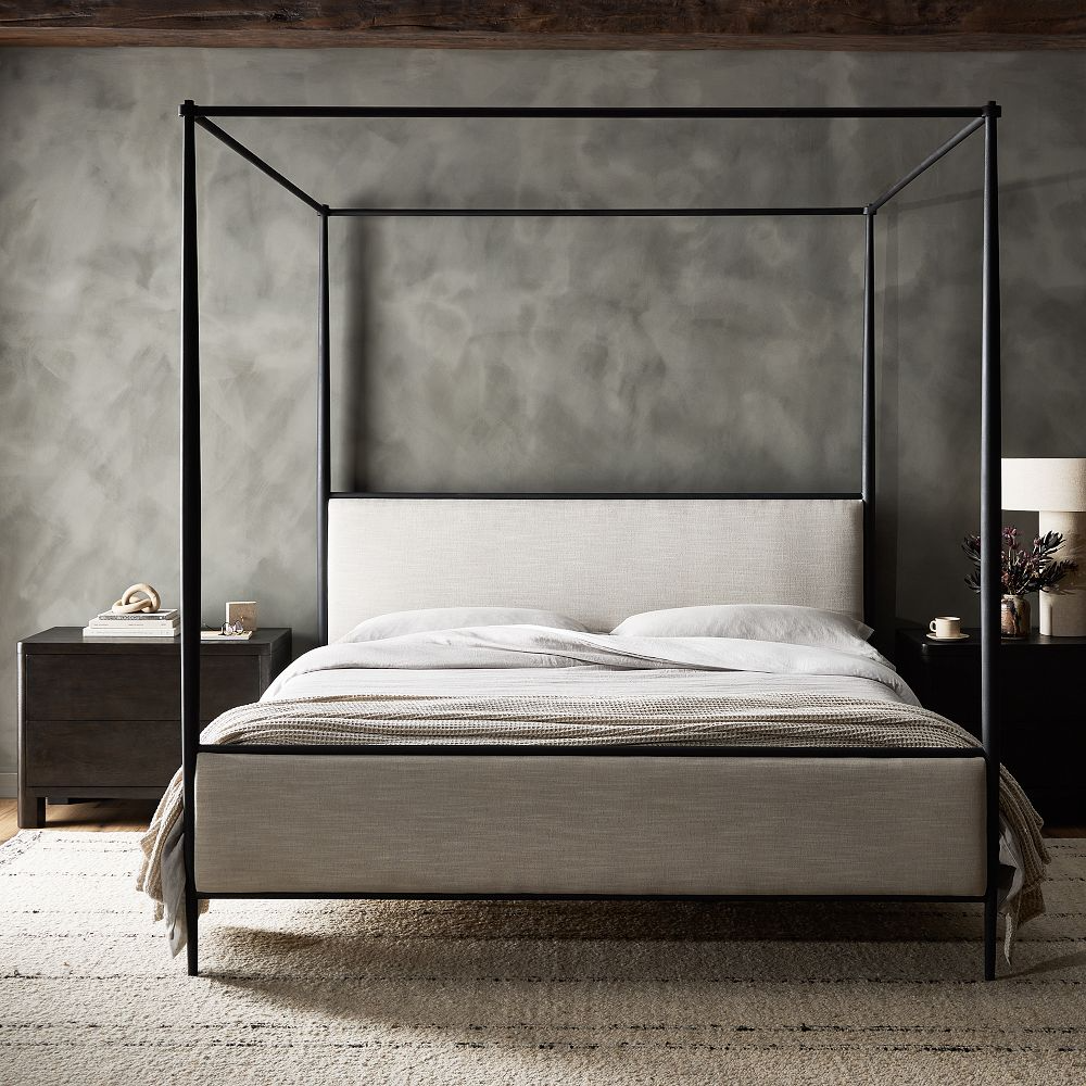Canopy Bed with Upholstered Headboard and Footboard