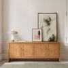 Media Console with Oak Veneer Storage Cabinets