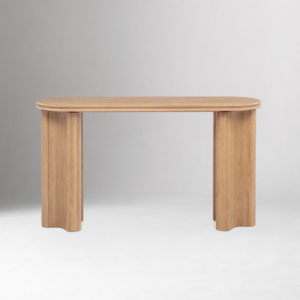 Console Table with Oak Veneer and Engineered Wood Frame