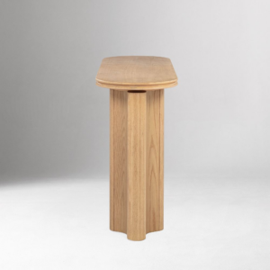 Console Table with Oak Veneer and Engineered Wood Frame