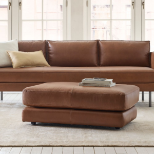 Leather Ottoman Footstool with Concealed Legs or Wheels