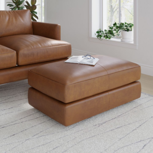 Leather Ottoman Footstool with Concealed Legs or Wheels